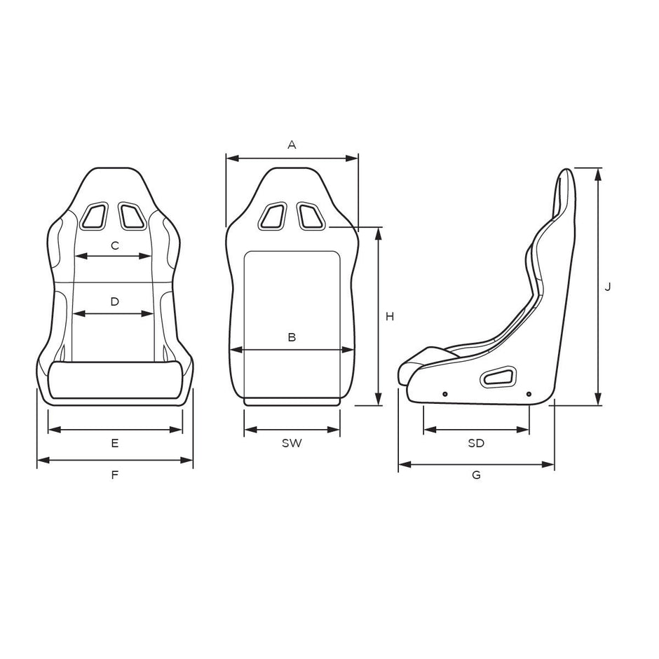 SRD Seat SR3 Race Fixed Back - Black Large