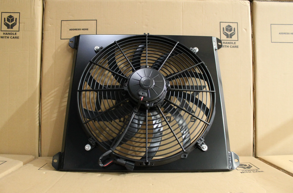Ford ZC-ZD Fairlane & XR-XY Falcon Cleveland V8 Full Alloy Radiator, Custom Shroud & 16