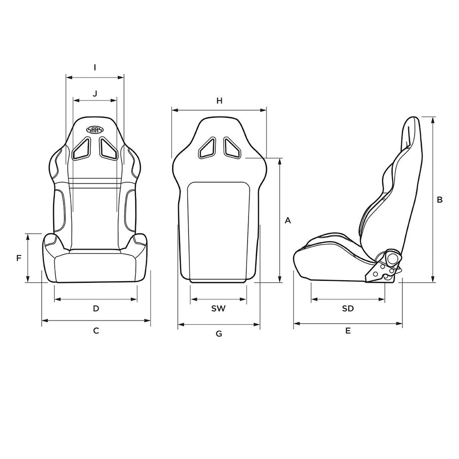 SAAS Kombat Seat Dual Recline Black ADR Compliant