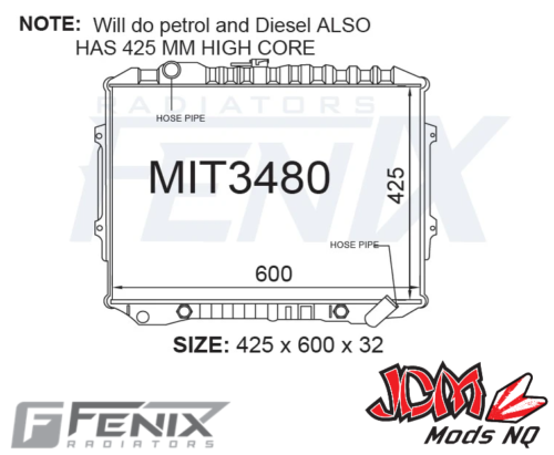 FENIX OEM Replacement Radiator for Mitsubishi Triton ME-MF-MG-MH-MJ V6