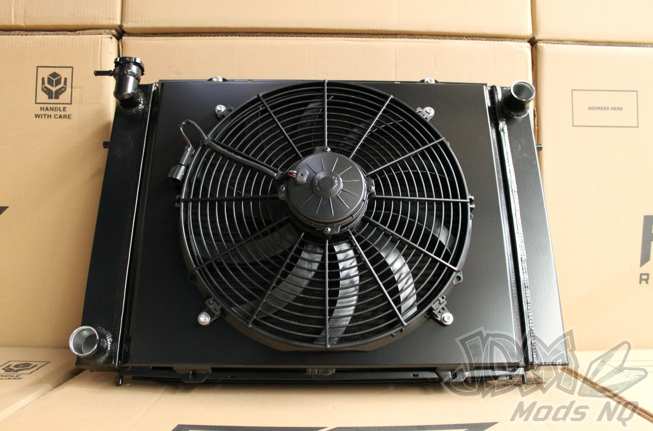 Holden VN-VP-VR-VS V8 Full Alloy Performance Manual Radiator, Custom Shroud & Spal 16