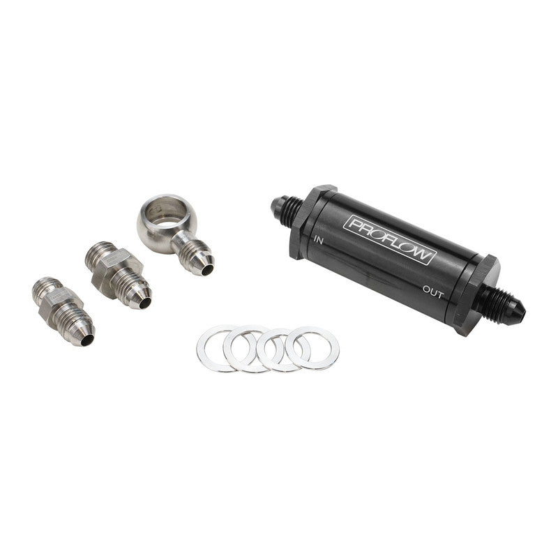 Proflow Turbo Oil Feed Line Kit, Stainless Braided Hose, 30 Micron Filter, For Ford Falcon Barra FG, XR6 Turbo