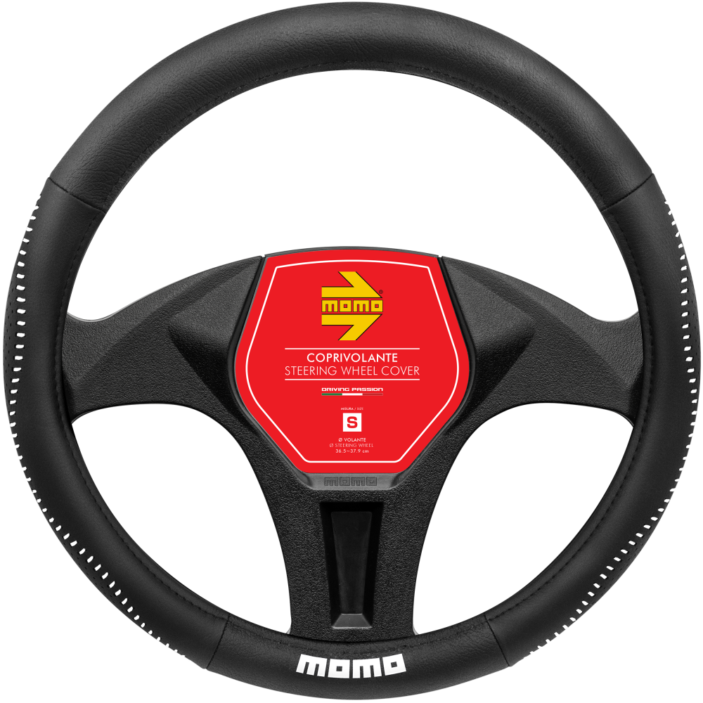 MOMO STREET BLACK/WHITE STEERING WHEEL COVERS
