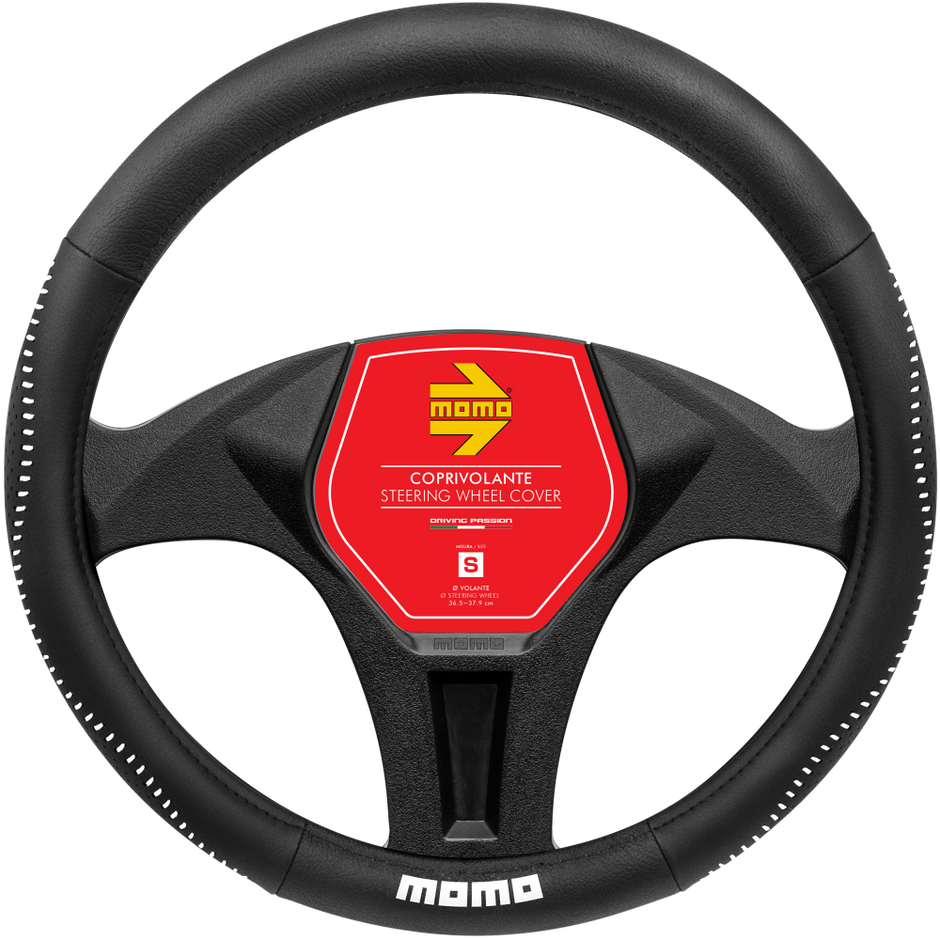 MOMO STREET BLACK/WHITE STEERING WHEEL COVERS