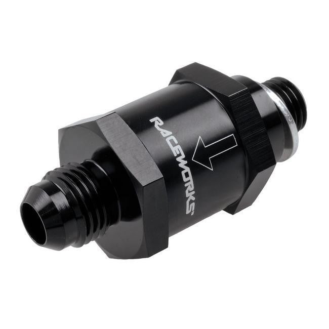 Raceworks One Way Valve Metric To AN Male Flare Fittings