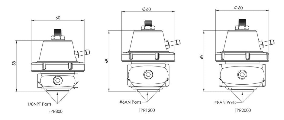 Tuebosmart FPR2000 Fuel Pressure Regulator Suit -8AN