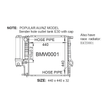 Fenix OEM Replacement Radiator for BMW 3 Series E36 4 Cyl | BMW0001-PA32A — radiator dimensions and hose connection diagram