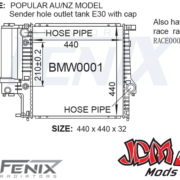FENIX OEM Replacement Radiator Suits BMW 3 Series E36 4 Cylinder