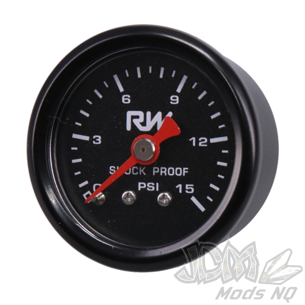Raceworks Fuel Pressure Gauge 0-15PSI Liquid Filled