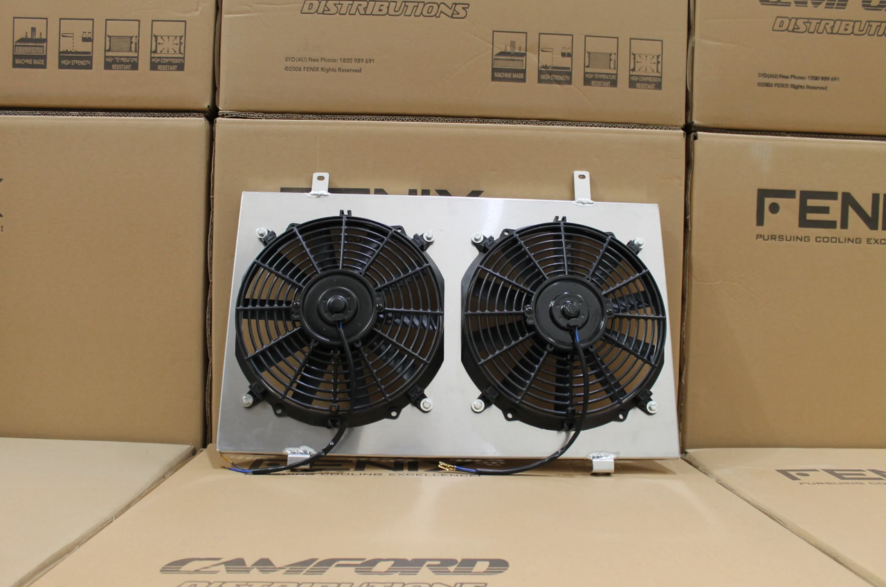 Nissan Skyline R33/R34 93-02 FENIX Full Alloy Radiator & Fan Shroud Combo - Polished