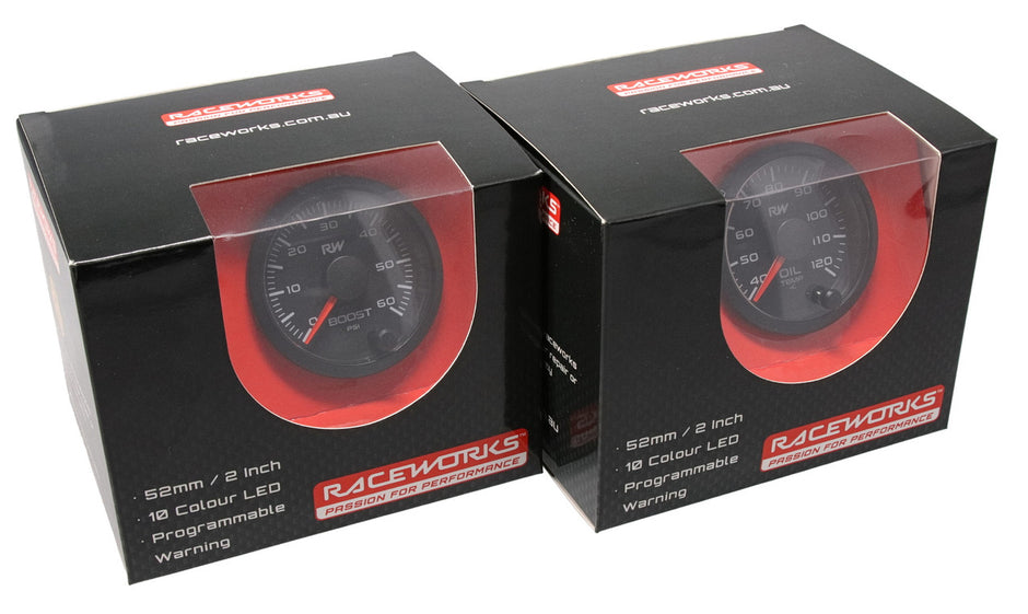 RACEWORKS 52MM ELECTRONIC OIL TEMPERATURE GAUGE KIT