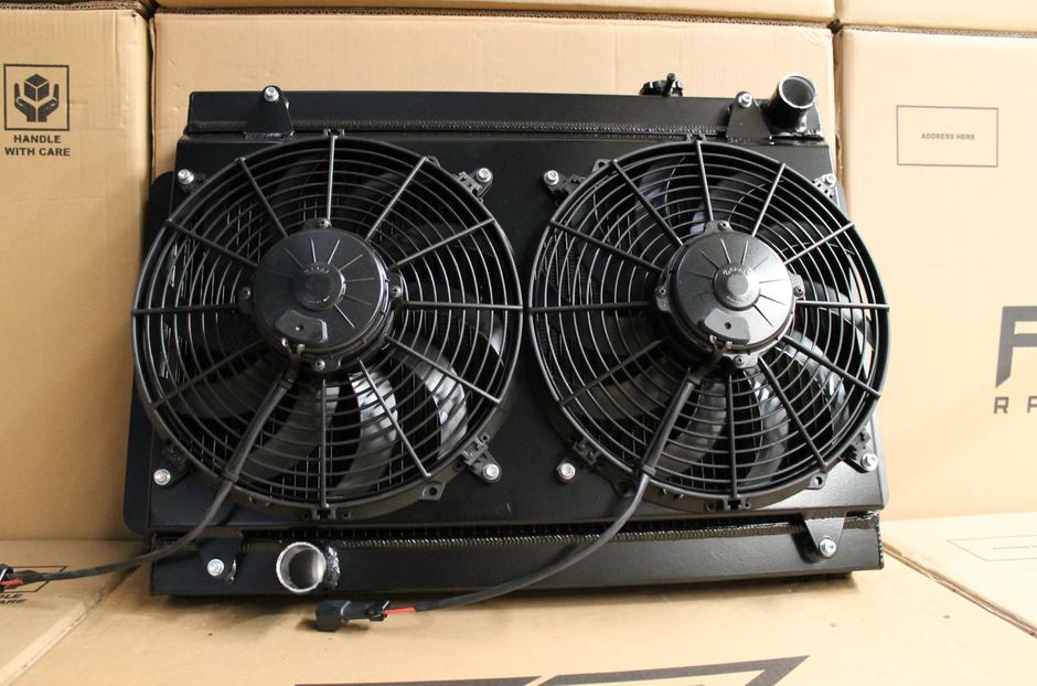Holden Kingswood HG-HZ/Torana  LH-UC 253/308 V8 Full Alloy Performance Radiator, Custom Shroud & Spal Fans