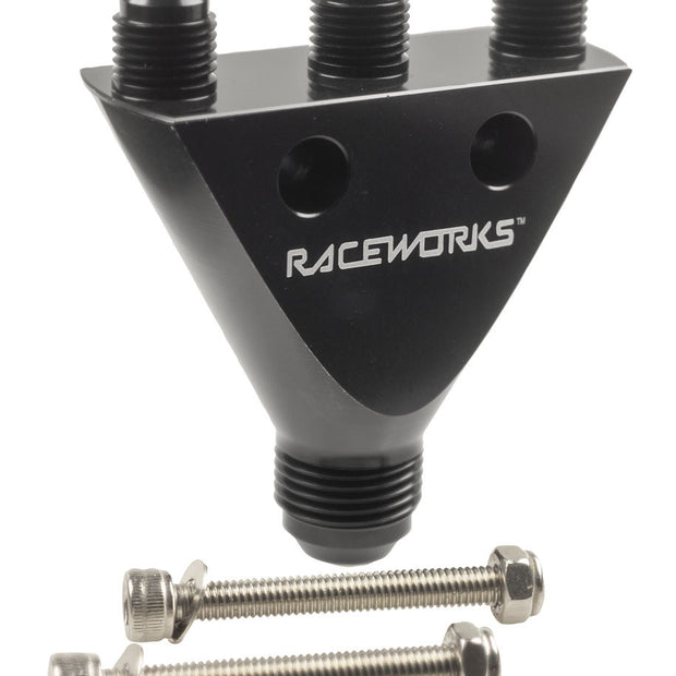 Raceworks AN Male Flare Inline Y Block 1 x AN-10 to 3 x AN-6