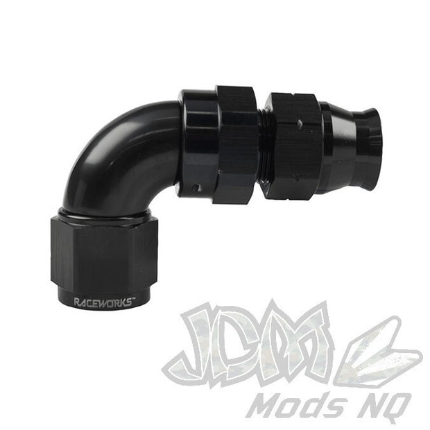 Raceworks 600 Series Hard Line Hose End AN Female 90 Degree Fittings