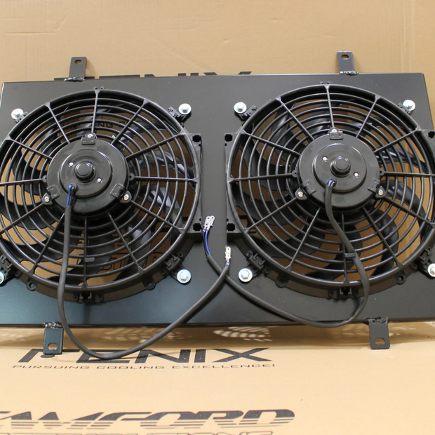 Fenix Fan Shroud & Fans for Nissan Skyline R32 GTS-T-GT-R - black front view