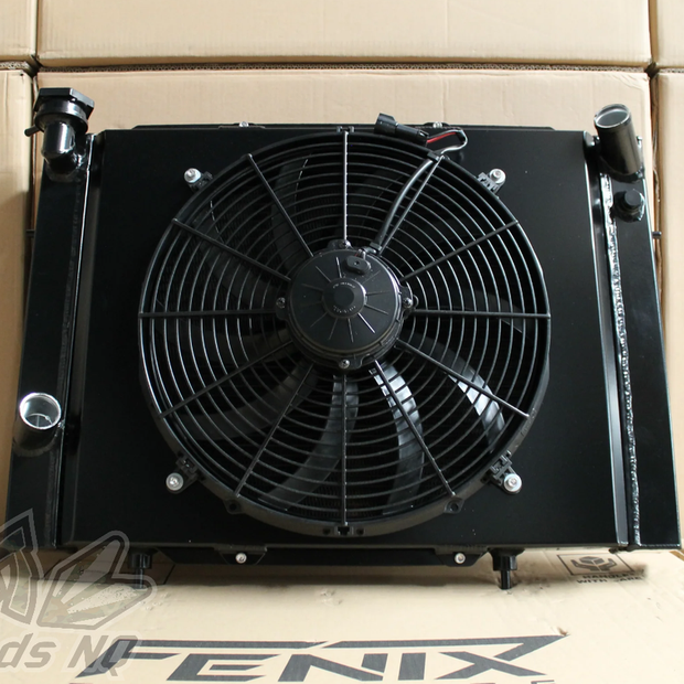 FENIX Holden VB-VC-VH-VK Commodore v8 Full Alloy Manual Radiator, Custom Built Shroud & 16" 3000CFM Spal Fan