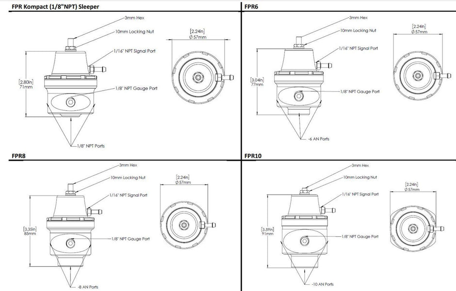 Turbosmart FPR6 Fuel Pressure Regulators Suit -6AN
