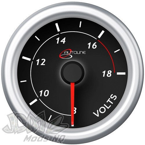 Volt Gauge 8v-18v 52mm Black Autoline