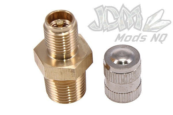 Raceworks Schrader Valve 1/8" NPT with dust cap.