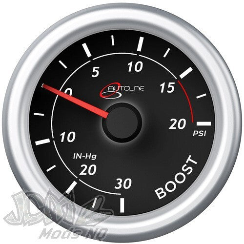 Boost Gauge 30inHg-20psi 52mm Black Autoline