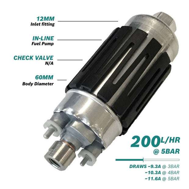 Bosch Motorsport 200l/h @5bar In-line Fuel Pump (72.5 PSI) 0 580 464 202