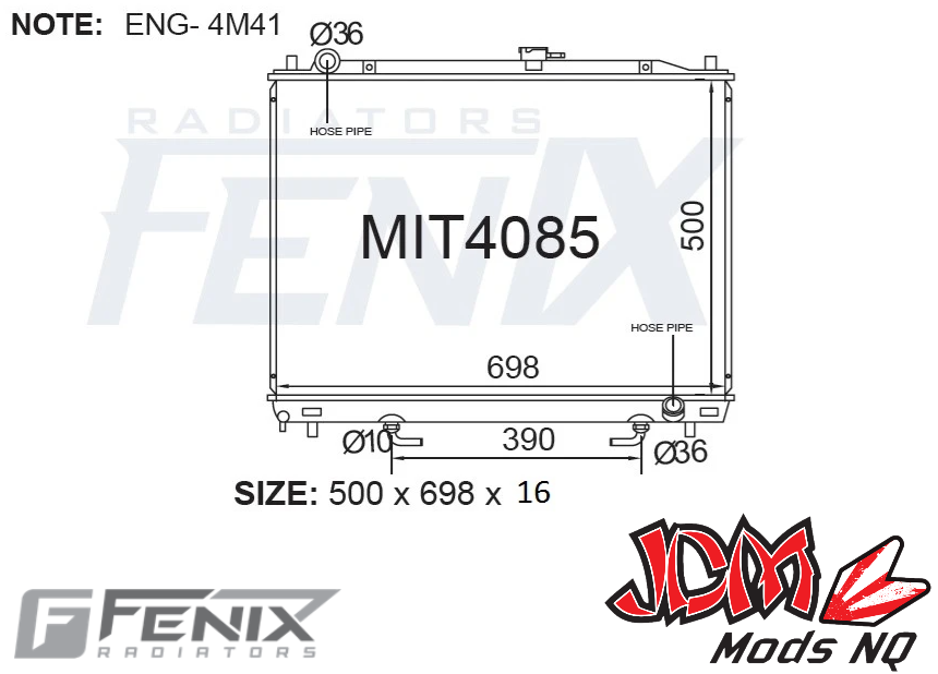 FENIX OEM Replacement Radiator for Mitsubishi Pajero NS/NT, NM/NP Petrol