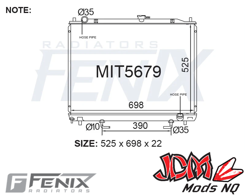 FENIX OEM Replacement Radiator for Mitsubishi Pajero NS/NT, NM/MP Diesel
