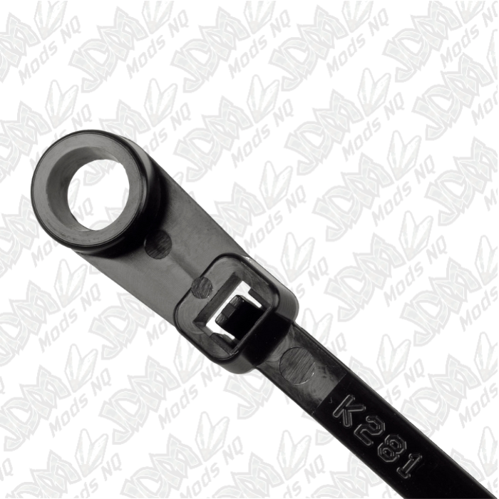 Raceworks Cable Ties With Mounting Head Black 100PK - 205mm