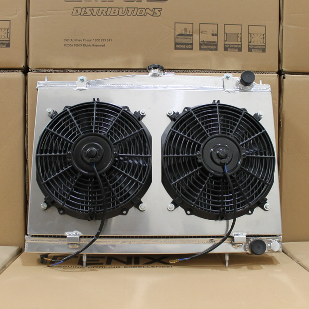 Nissan Skyline R33/R34 93-02 FENIX Full Alloy Radiator & Fan Shroud Combo - Polished