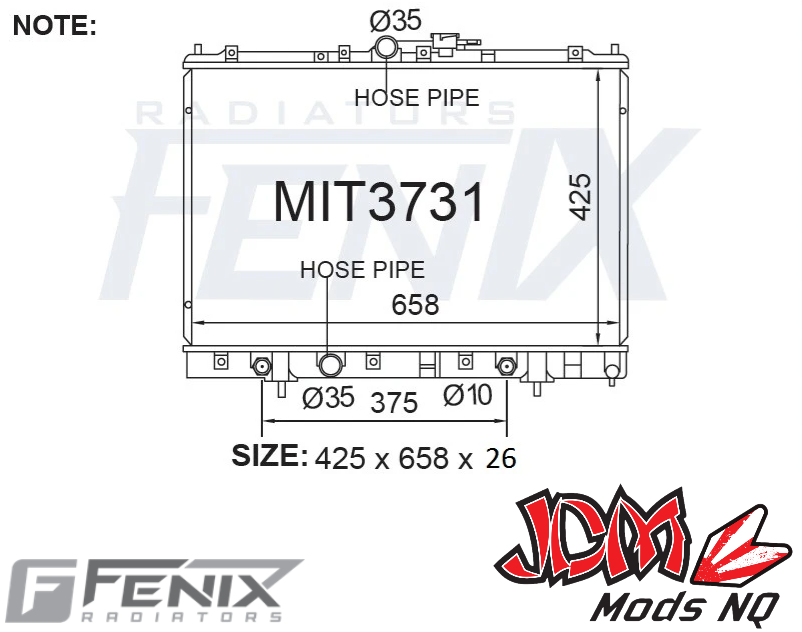 FENIX OEM Replacement Radiator Suits Mitsubishi Pajero iO QA