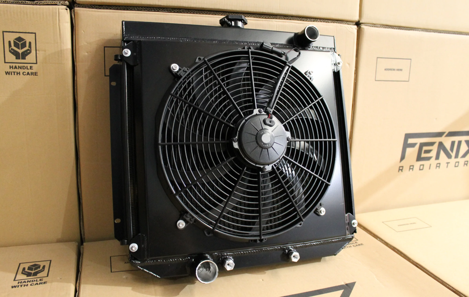 Ford ZC-ZD Fairlane & XR-XY Falcon Cleveland V8 Full Alloy Radiator, Custom Shroud & 16
