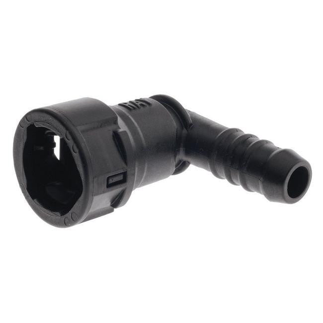 Raceworks Female SAE EFI Quick Connect Tube to Hose Barb Plastic 90 Degree Fittings
