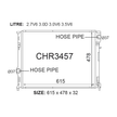 Fenix OEM Replacement Radiator for Chrysler 300C | CHR3457-PA32AM — radiator dimensions and hose connection diagram