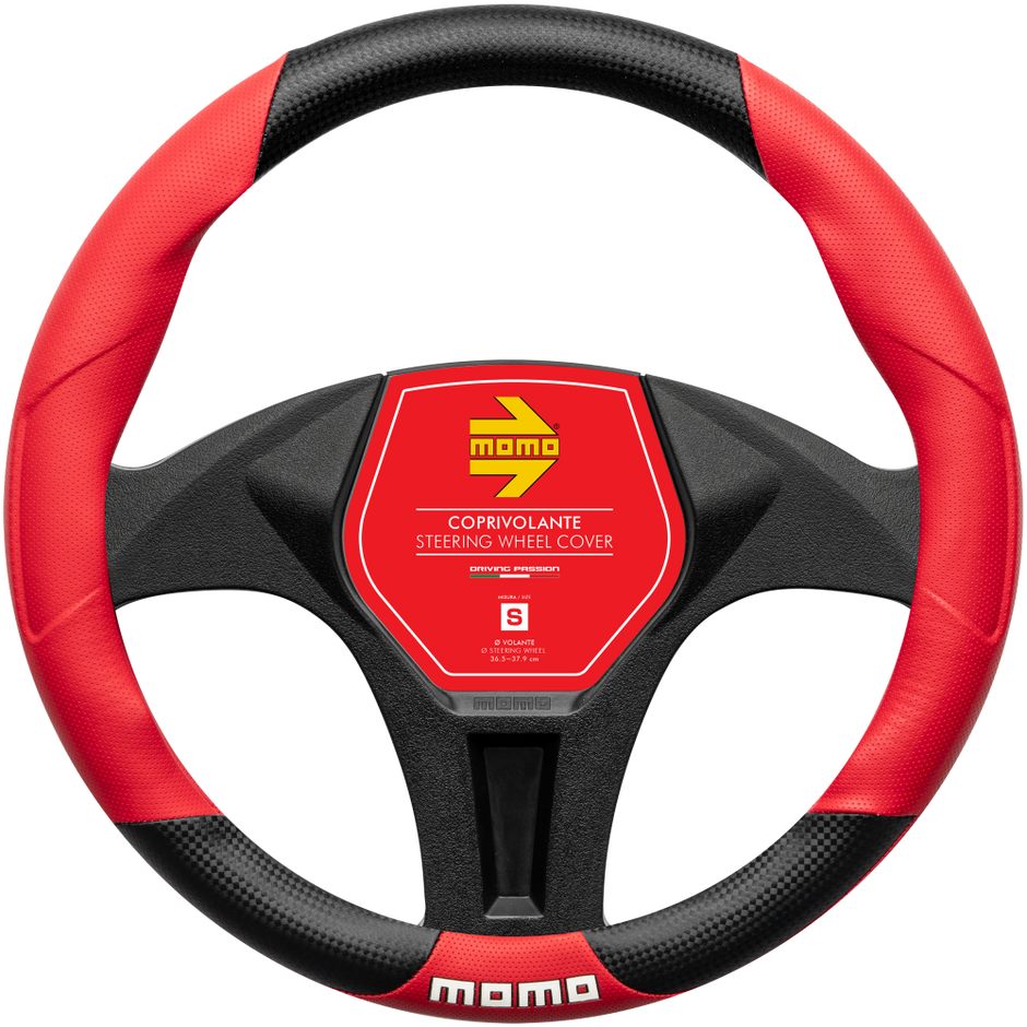 MOMO TUNING BLACK/RED STEERING WHEEL COVERS