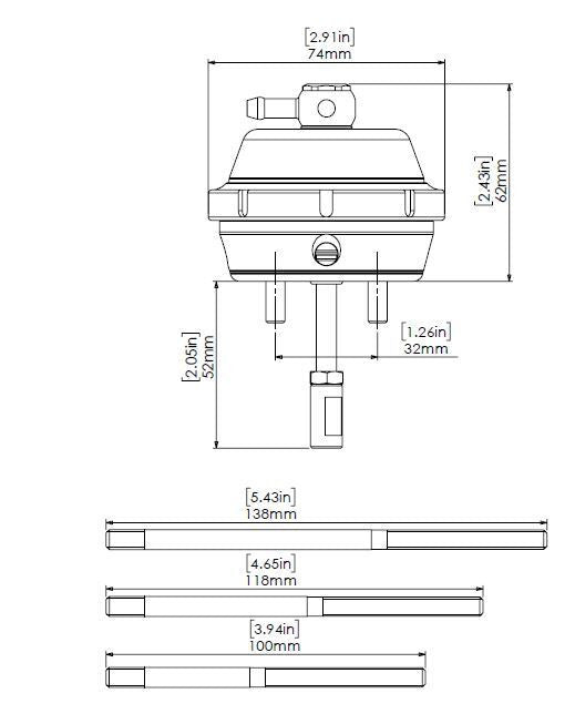 Turbosmart vIWG Vacuum Operated Internal Wastegate Actuator -6inHg - Borg Warner EFR 57mm