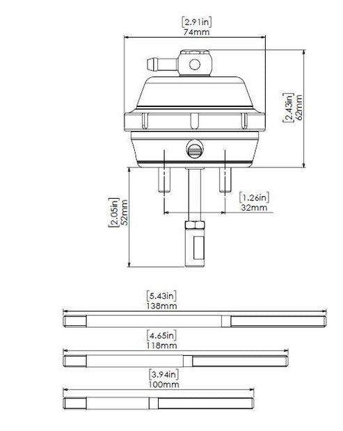 Turbosmart vIWG Vacuum Operated Internal Wastegate Actuator -6inHg - Borg Warner EFR 57mm
