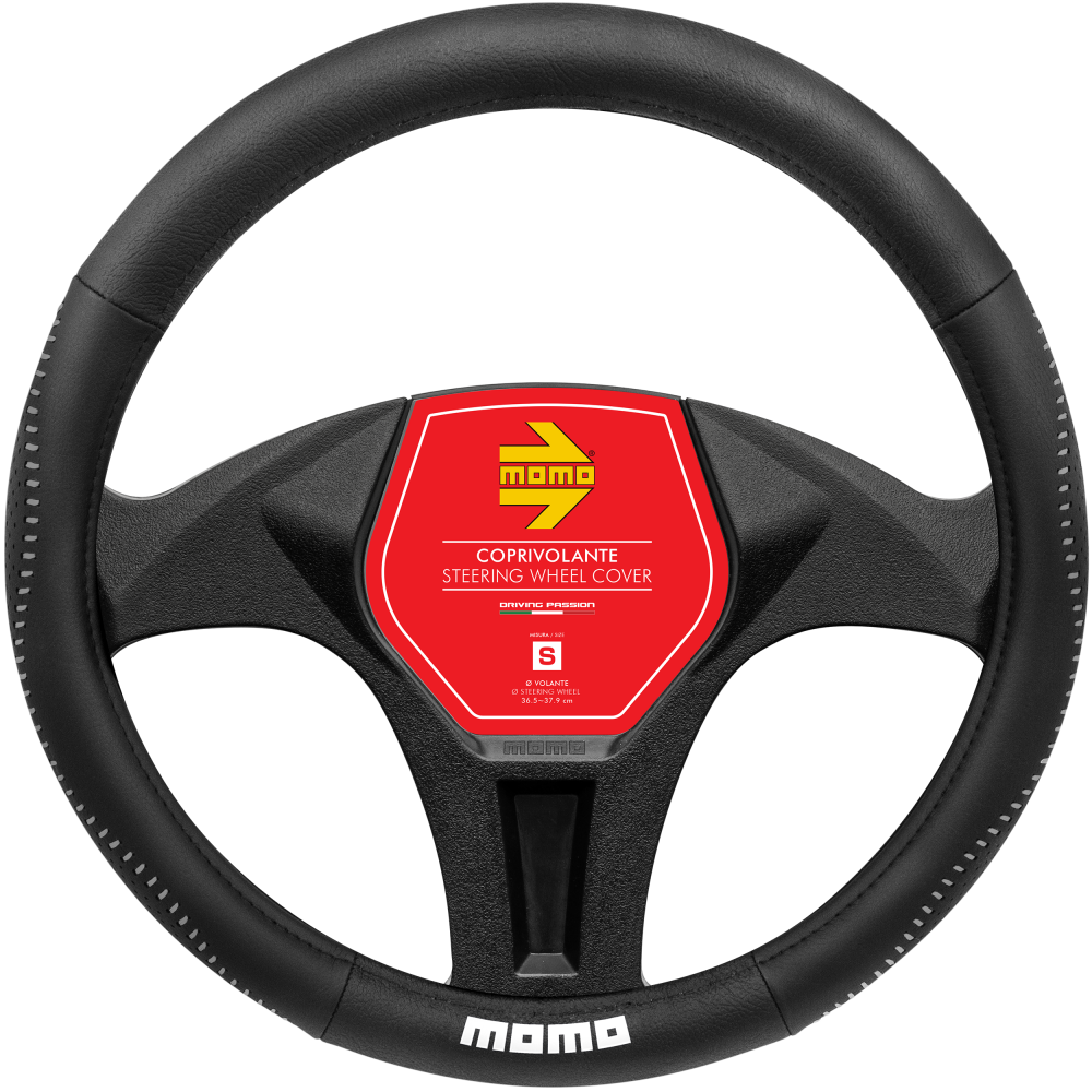 MOMO STREET BLACK/GREY STEERING WHEEL COVERS