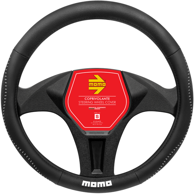MOMO STREET BLACK/GREY STEERING WHEEL COVERS