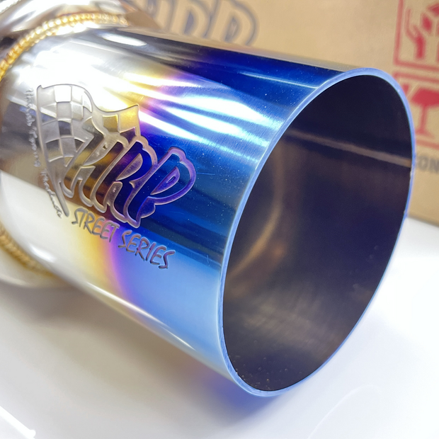 HRP Cannon Muffler (Polished/Blued Tip) 2.5" Inlet, 3.5" Tip