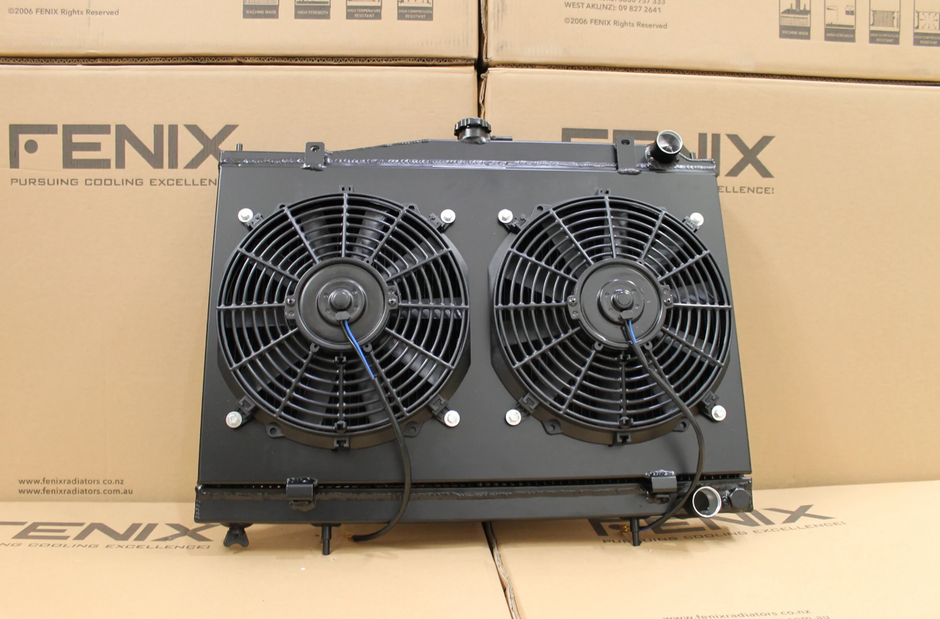 Nissan Skyline R33/R34 93-02 FENIX Full Alloy Radiator & Fan Shroud Combo - Black