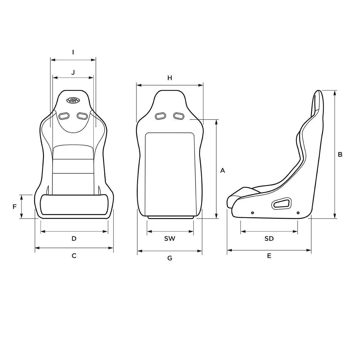 Seat Fixed Back RallyePro Black Inc L Brackets