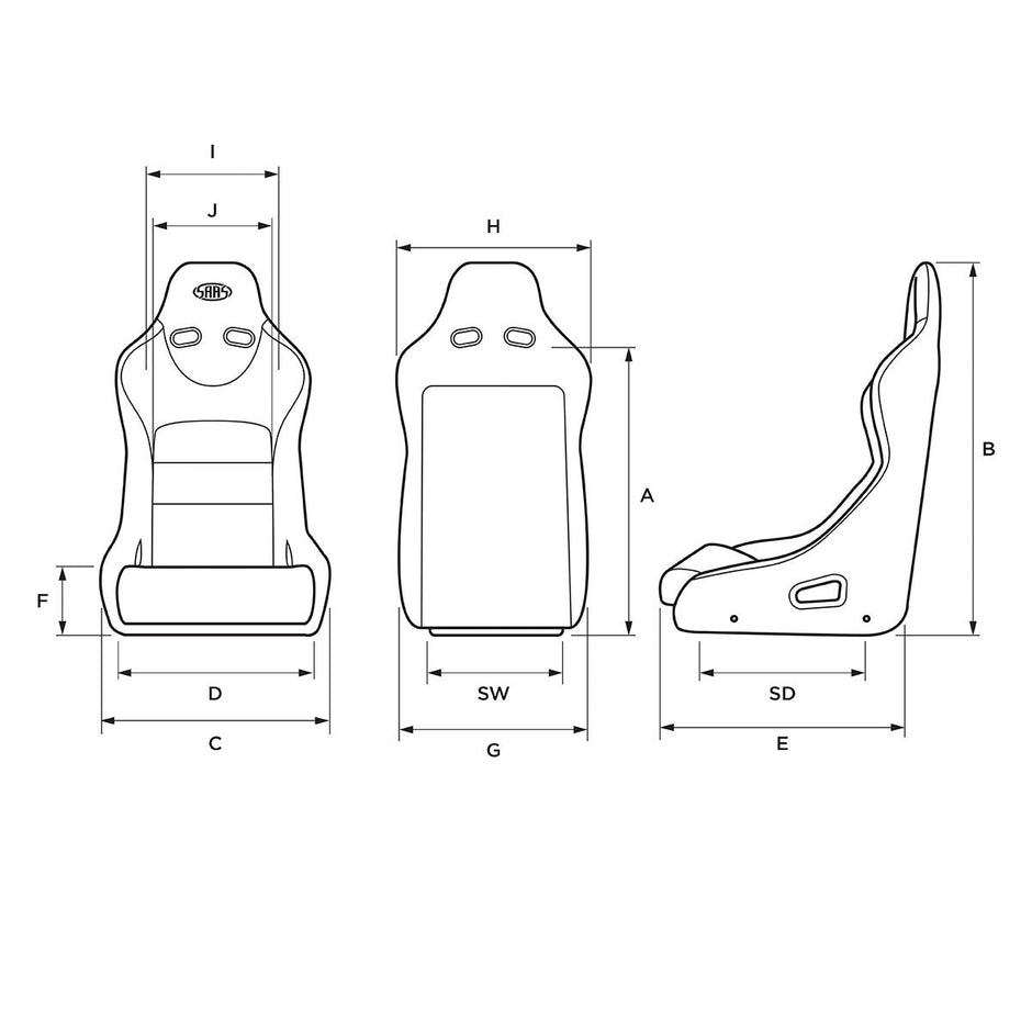 Seat Fixed Back RallyePro Black Inc L Brackets