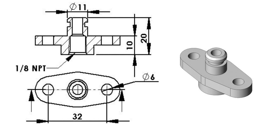 Turbosmart Fuel Rail Adaptor Suit Subaru/Nissan/Mazda TS-0402-1001