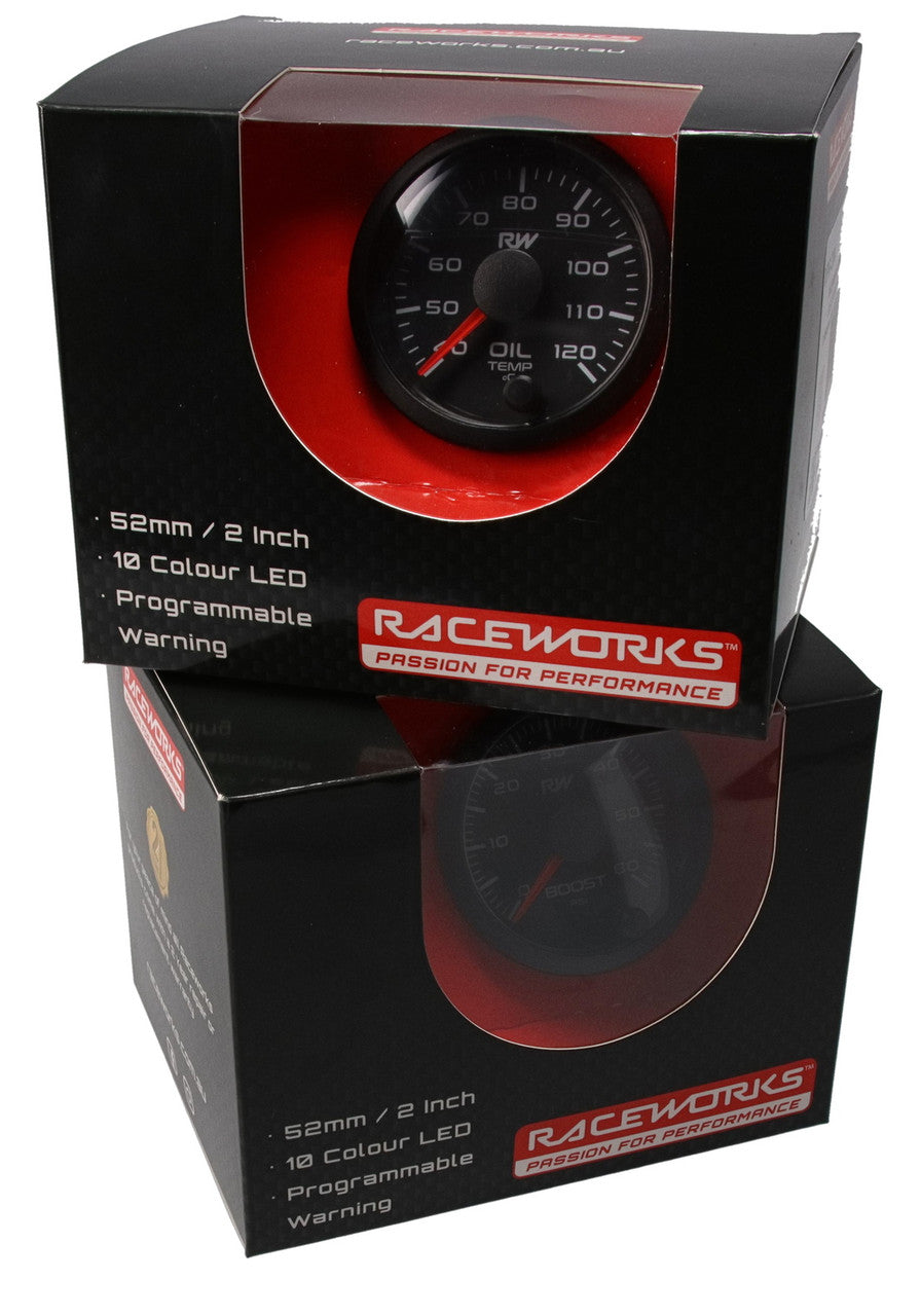 RACEWORKS 52MM ELECTRONIC OIL TEMPERATURE GAUGE KIT