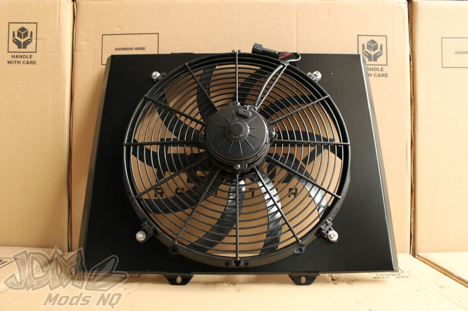 FENIX Holden VB-VC-VH-VK Commodore v8 Full Alloy Manual Radiator, Custom Built Shroud & 16