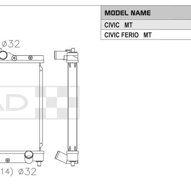 Koyorad Performance Radiator: Honda Civic EG / EK 1991-2000 Non A/C