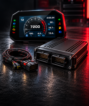 Motorsport digital dash, ECU and wiring loom