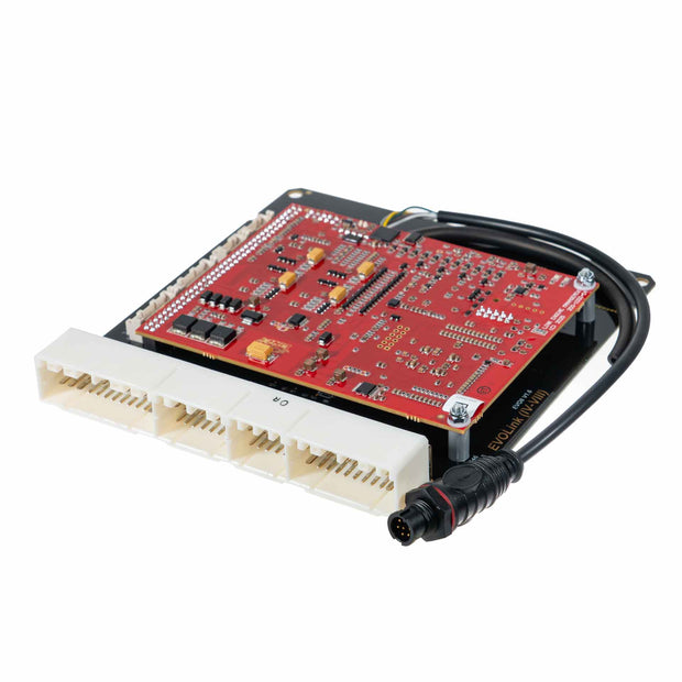 Link G4X EVO8X Plug-In ECU (Mitsubishi EVO IV-VIII, E-Throttle) 203-4000 – angled circuit board and factory connector view