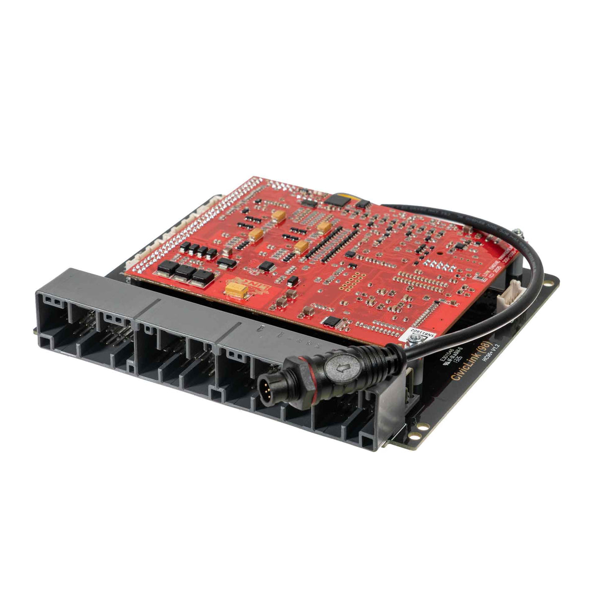 Link G4X HC96X Plug-In ECU (Honda Civic 1996-98, Gen 6) 206-4000 – angled circuit board and factory connector view