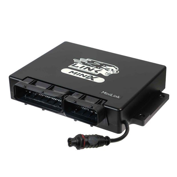 Link G4X MINIX Plug-In ECU (BMW Mini Cooper S, 2002-2006) 209-4000 – angled enclosure and factory connector view